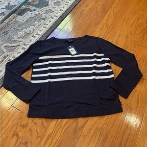 Nautica Sequin Striped Shirt Womens Size Small NWT